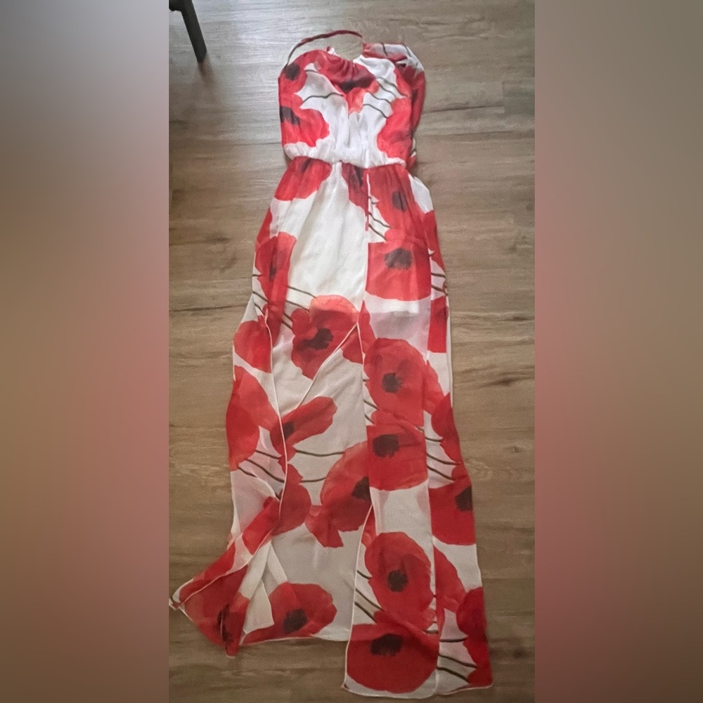 Windsor Red and White Floral Maxi Dress